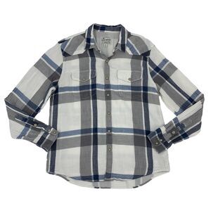 Lucky Brand Western Shirt Mens M Medium Snap Button Long Sleeve Double Weave